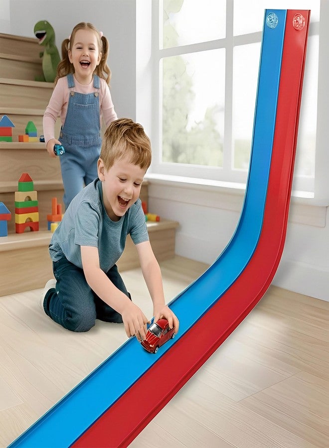 Yottix 15 Ft Flexible Race Track for Kids 3+, Certified Safe Flex Race Car Ramp with Two 1/64 Diecast Cars - Starter Set, Portable Roll-Up Racetrack with Strong Suction Cups, Great Gift for Boys Girls - Image 1